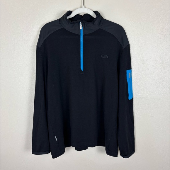 Icebreaker 1/4 Zip Pullover Men’s Size XL 100% Wool With Arm Pocket - Picture 2 of 8